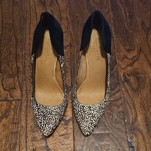 Madewell Black and Tan Leopard Print Heels